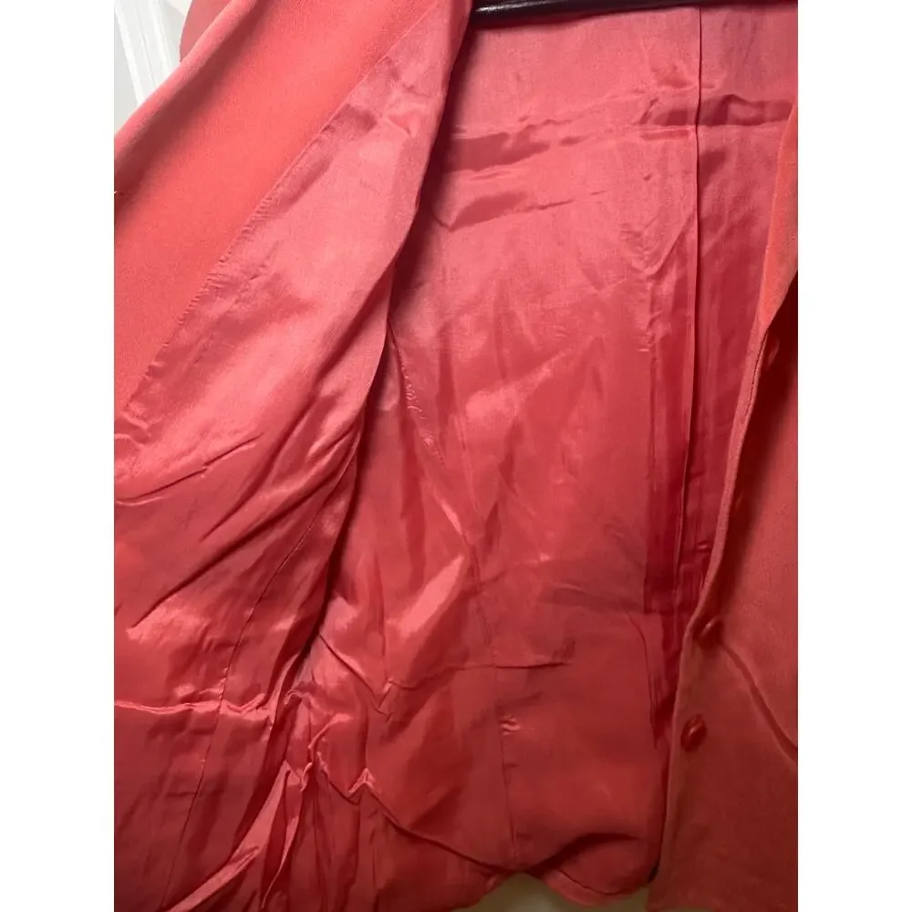 Vintage Style & Co 100% Silk Blazer Pink Coral‎ Coquette Cottagecore Petite 6